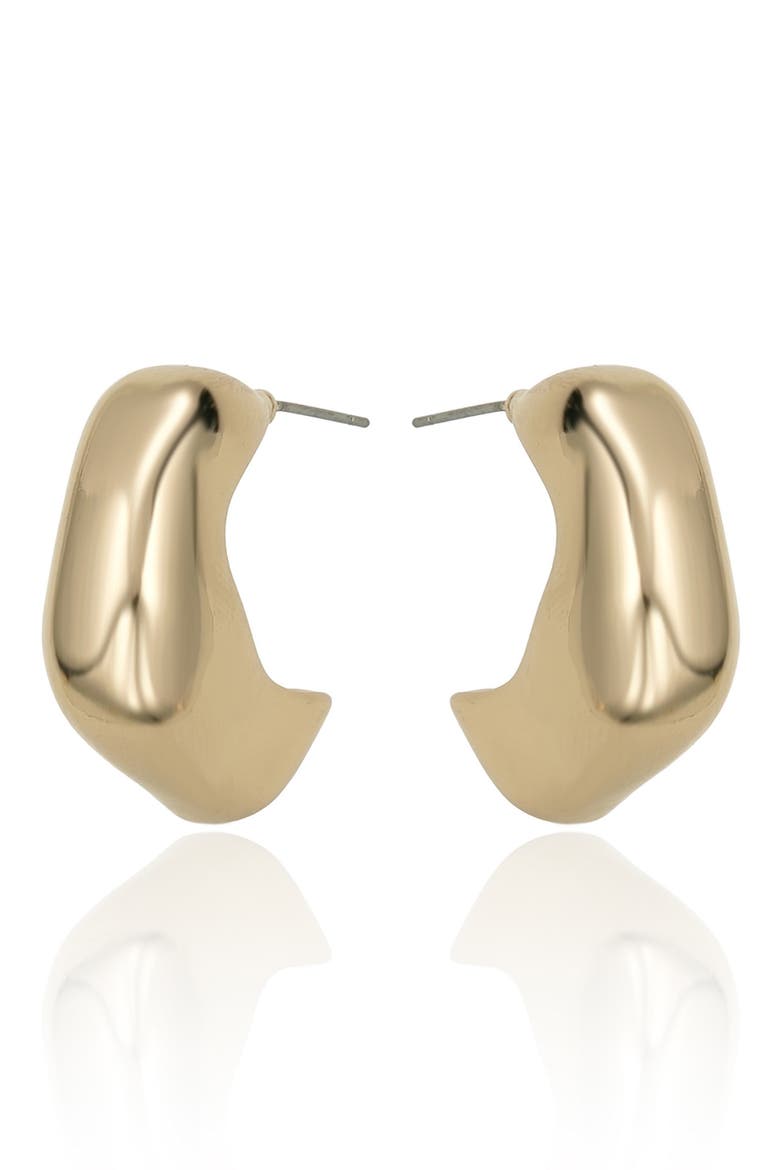 Wavy Hoop Earrings, Alternate, color, GOLD
