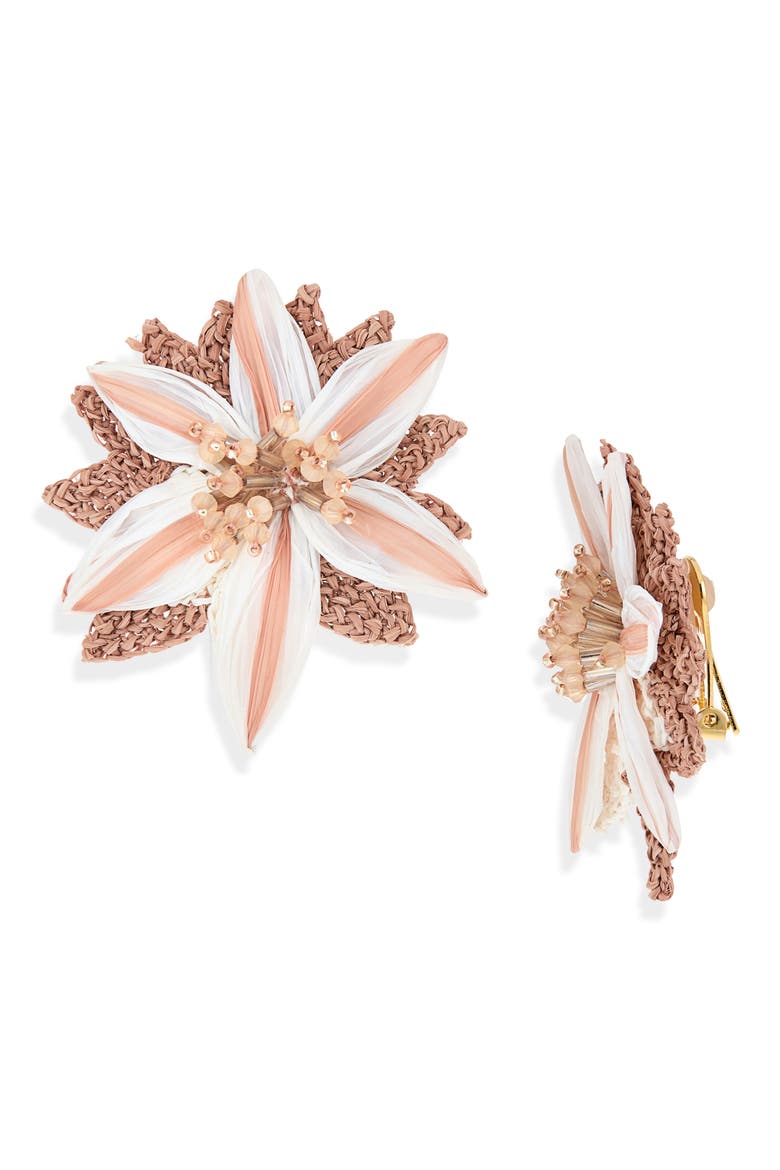Beaded Lily Earrings, Main, color, PEACH