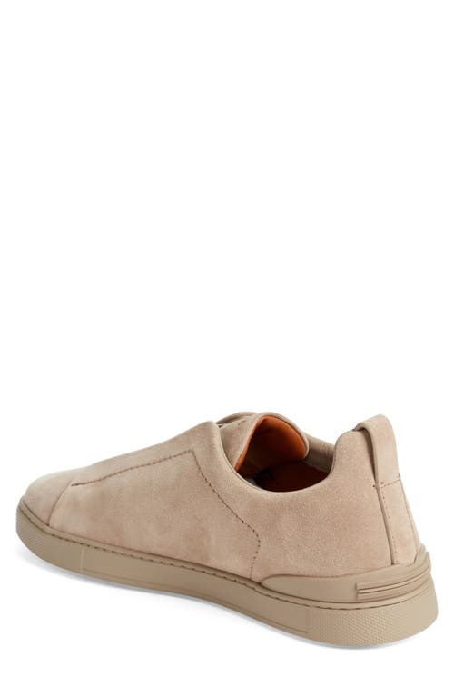 Zegna Triple Stitch Suede Sneaker In Sand