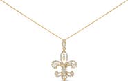 Haus of Brilliance 14K Yellow Gold 1.00 Cttw Round Diamond Fleur De Lis Pendant Necklace