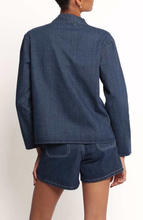 Petal And Pup Petal & Pup Avon Bow Front Denim Shacket In Blue