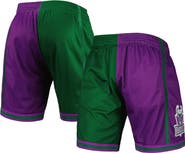 Mitchell & Ness Men's Mitchell & Ness Green/Purple Milwaukee Bucks Hardwood Classics 1996 Split Swingman Shorts