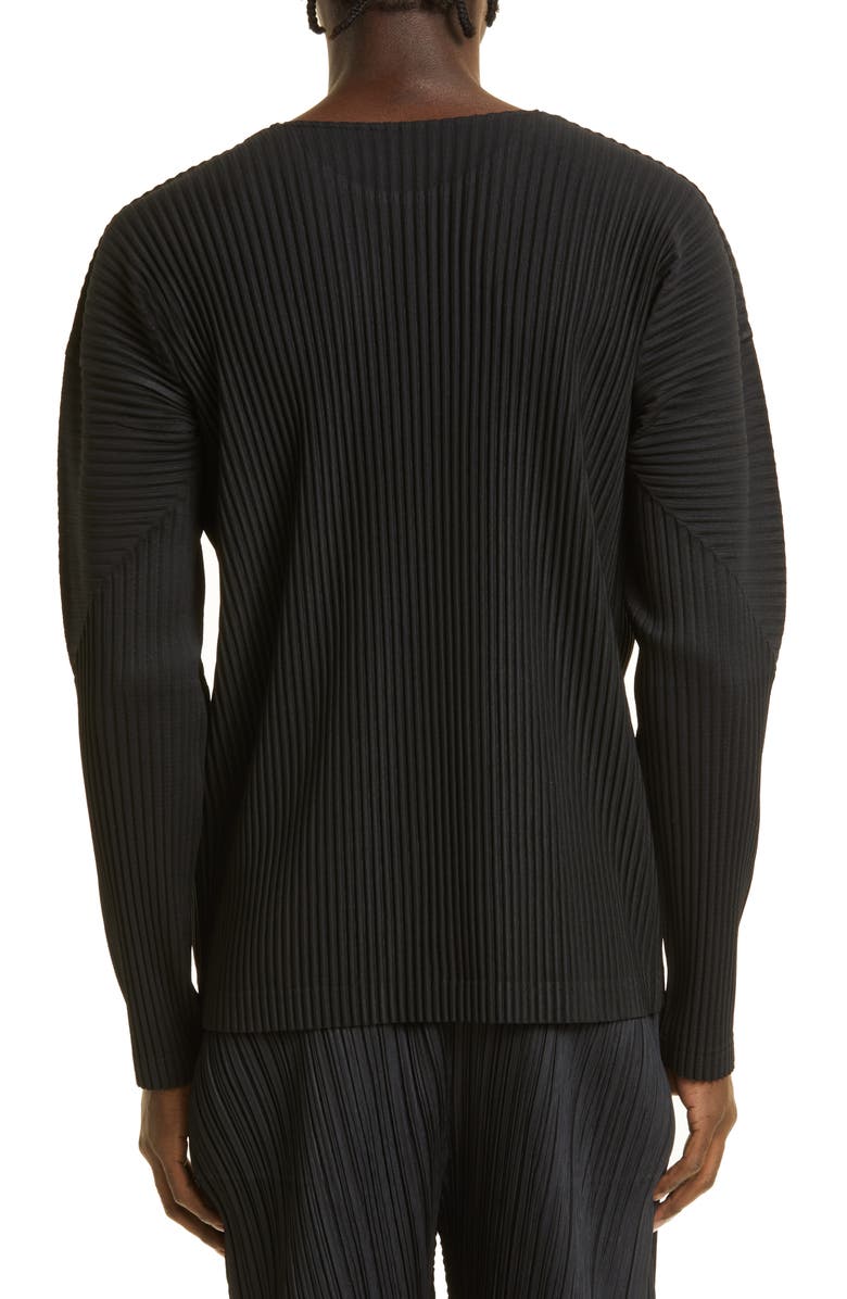 Homme Plissé Issey Miyake Men's Pleated Crewneck Long Sleeve T-Shirt, Alternate, color, 