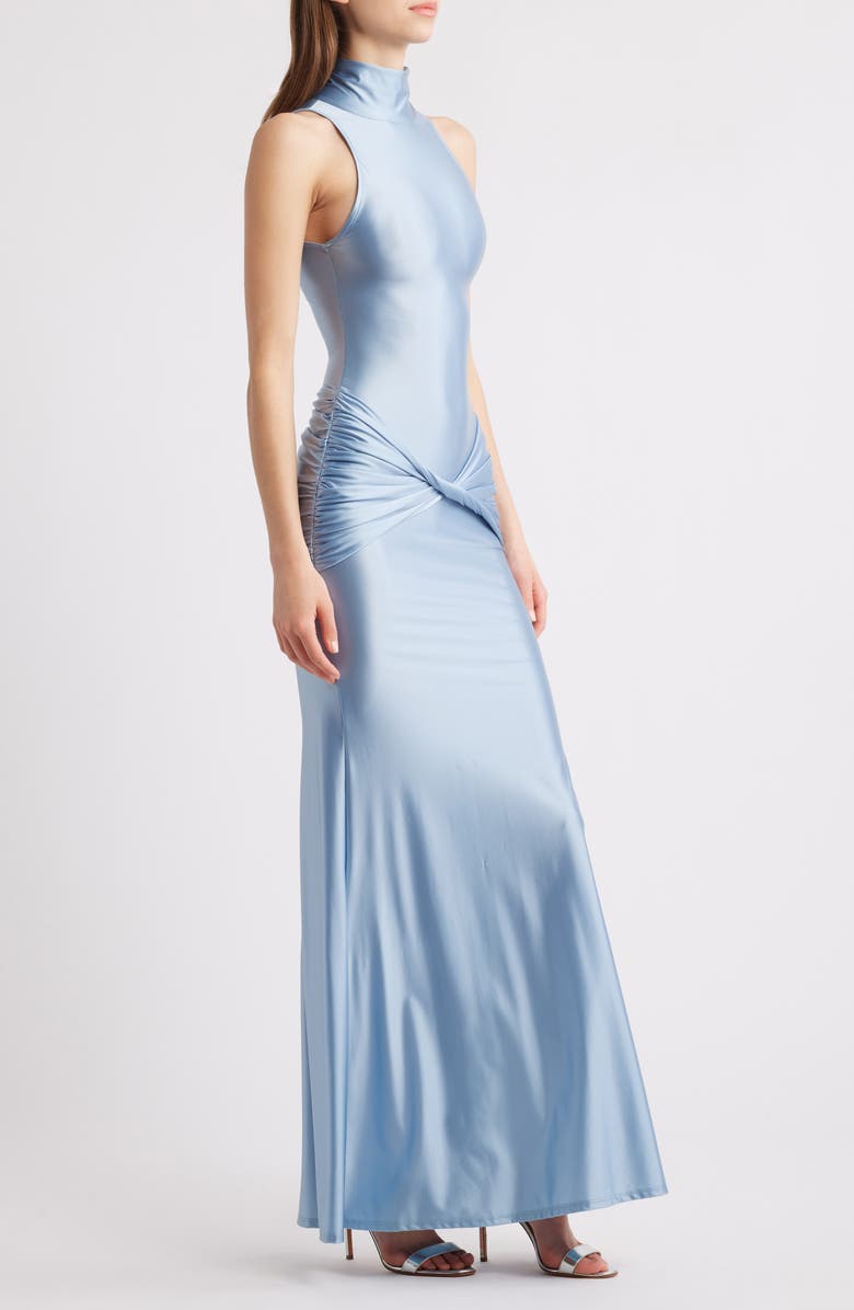 Delfi Collective Roya Ruched Twisted Satin Gown, Alternate, color, Saphire