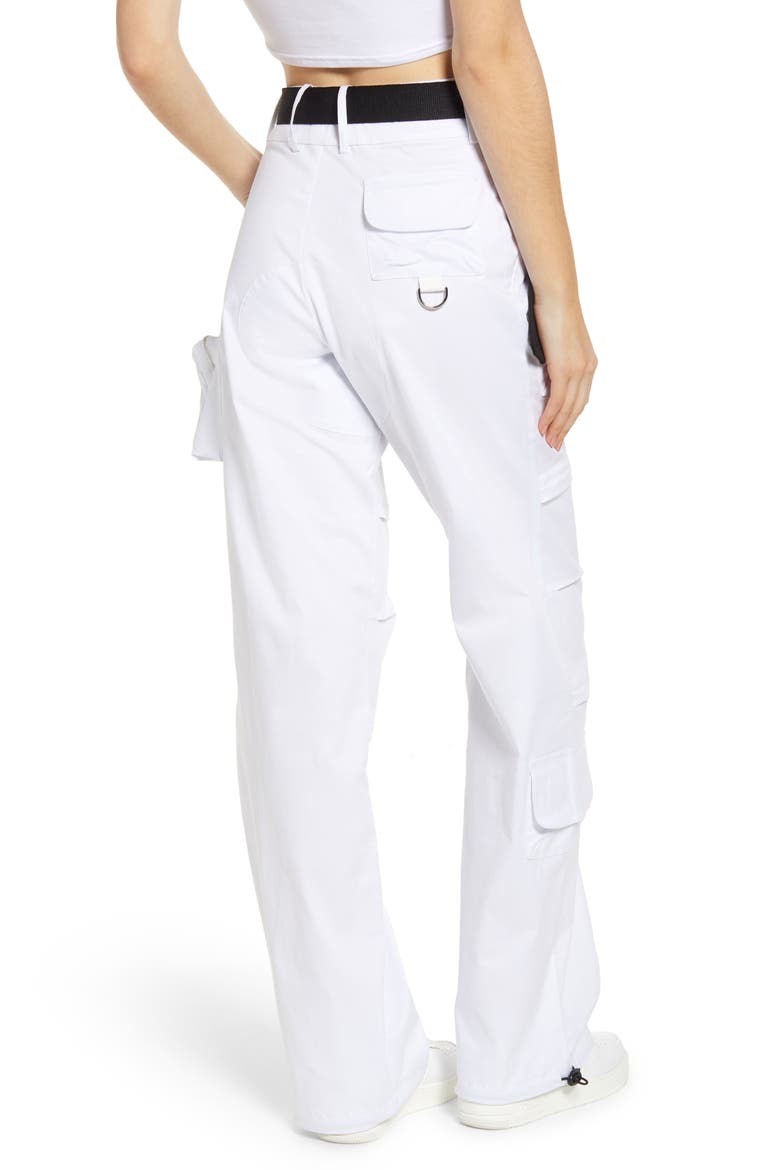 I.AM.GIA. Edam High Rise Cargo Pants with Webbed Belt, Alternate, color, WHITE
