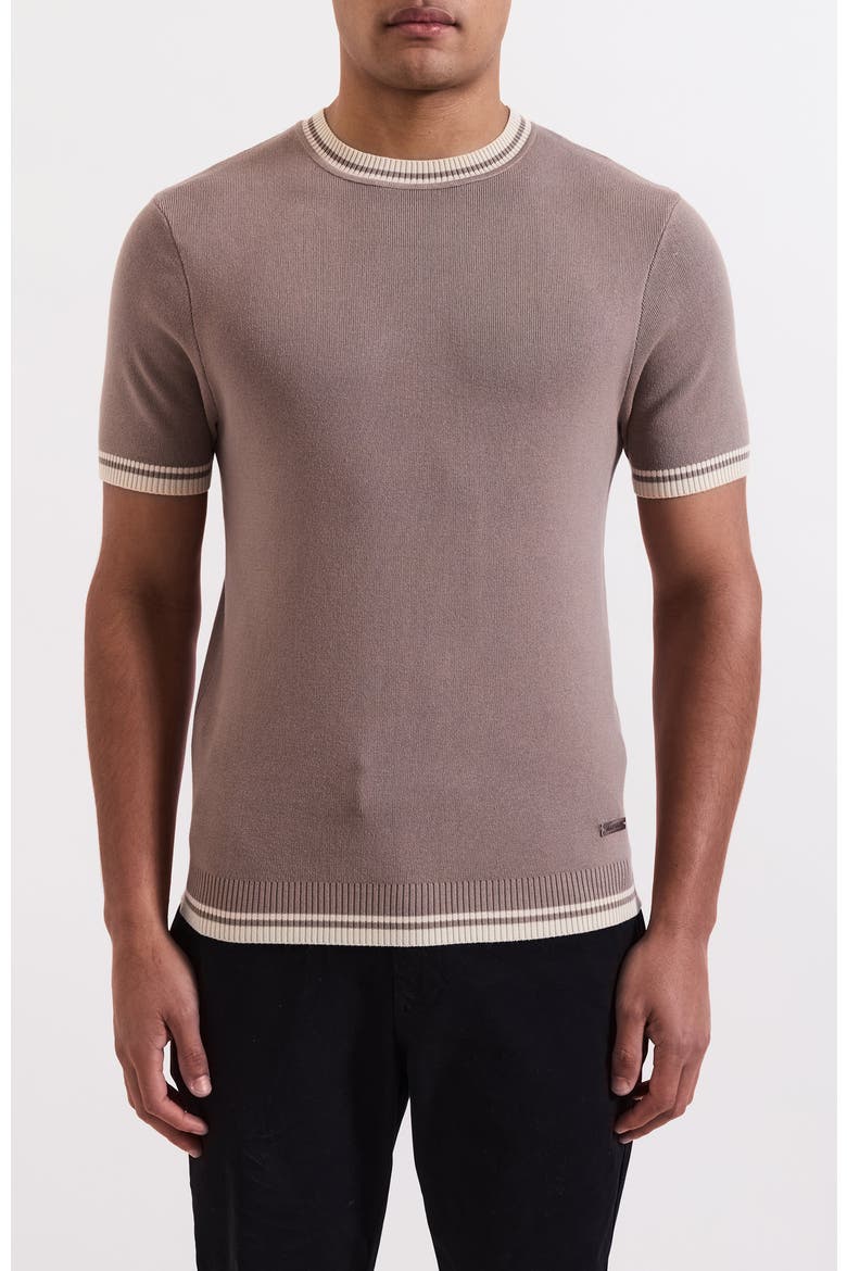 Riccio Slim Knit Tipped Tee, Main, color, Medium Beige