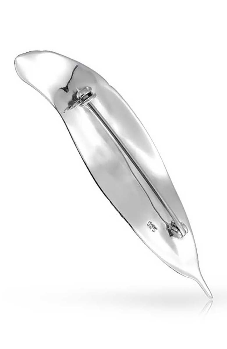 BLING JEWELRY Sterling Silver Feather Leaf Pin Brooch, Alternate, color,