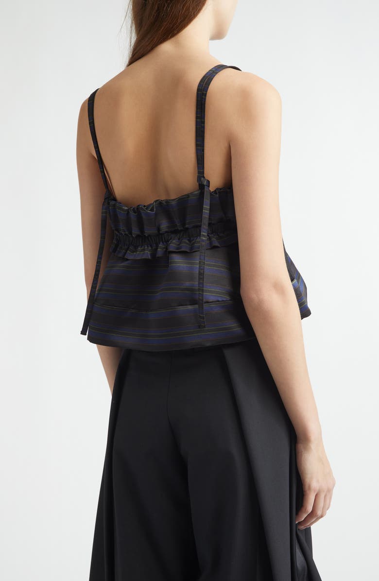 Sacai Stripe Satin Crop Camisole, Alternate, color, Black/ Navy