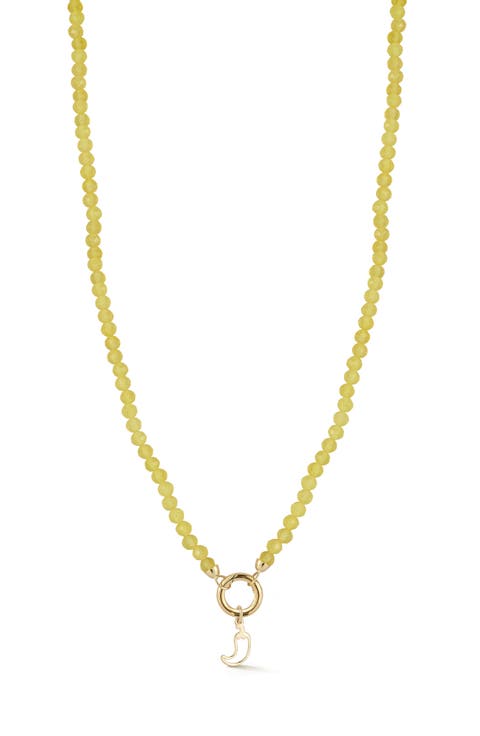 14K Yellow Gold Chili Charm Beaded Necklace