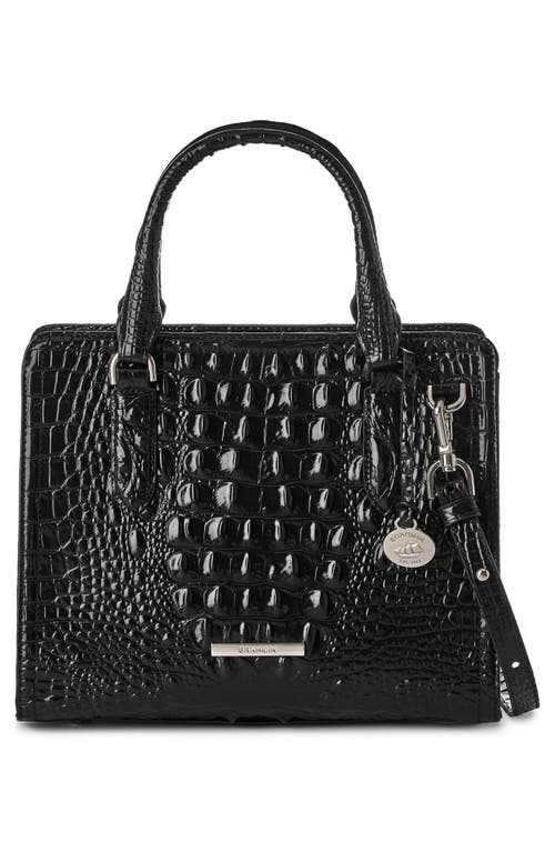 Brahmin Cami Croc Embossed Leather Satchel In Black