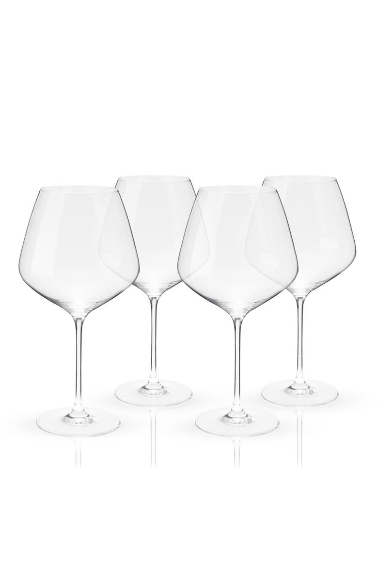 Viski Reserve European Crystal Burgundy Glasses Set of 4, Main, color, Clear