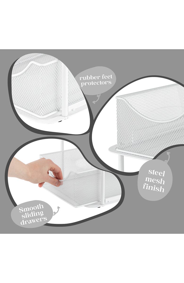 SORBUS 2-Tier Metal Sliding Bin Organizer, Alternate, color, White