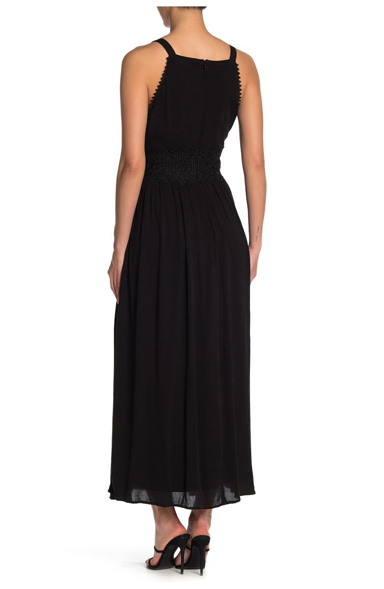 Nina Leonard Sleeveless Lace Trim Maxi Dress, Alternate, color, 