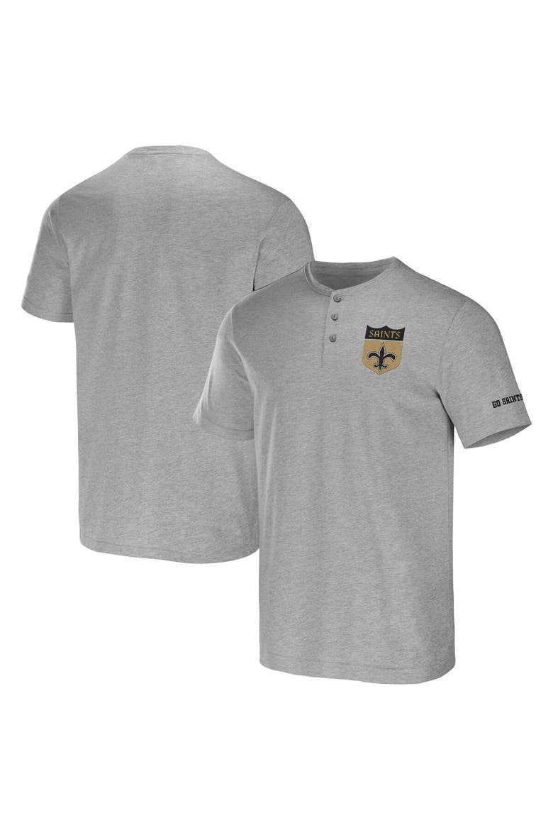 Men's NFL x Darius Rucker Collection by Fanatics Heather Gray New Orleans Saints Henley T-Shirt, Main, color, Heather Gray