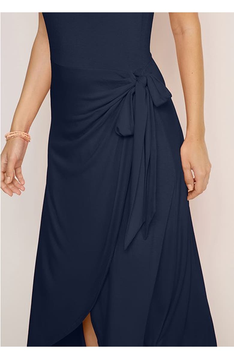 LASCANA Women's Sleeveless Wrap Look Dress, Alternate, color, Navy