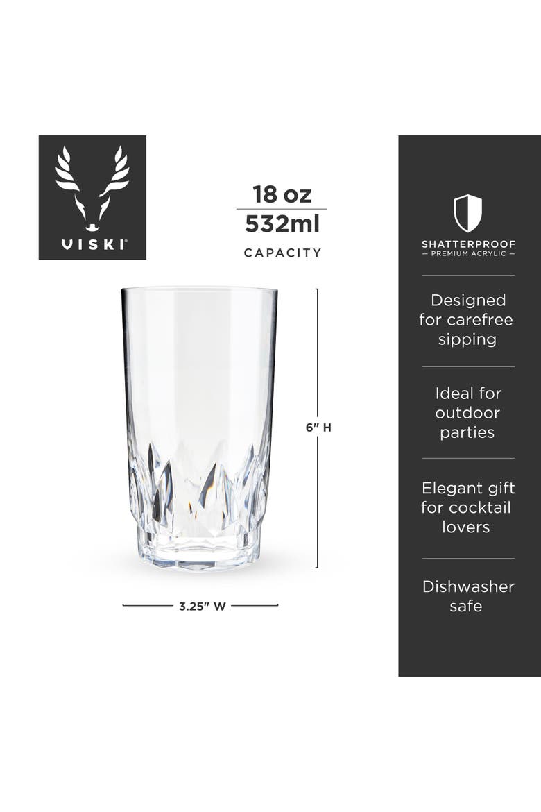 Shatterproof Acrylic Highball Tumblers Set of 4, Alternate, color, Clear