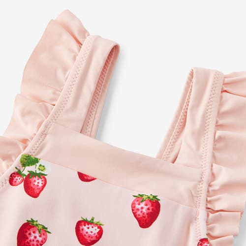 Milkbarn Ruffle Square Neck Swimsuit In Red