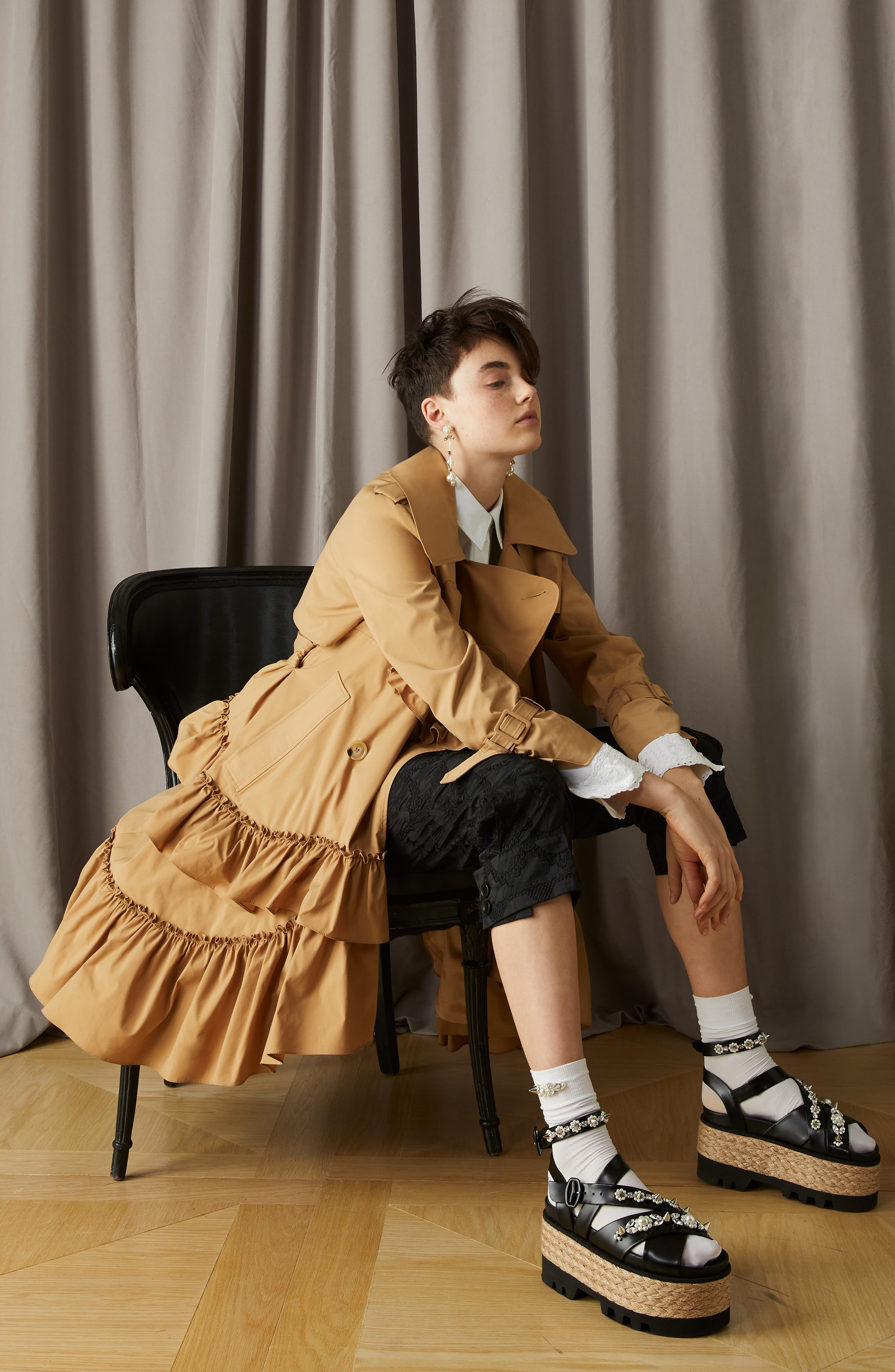 Simone Rocha Embellished Platform Espadrille Sandal, Alternate, color, 