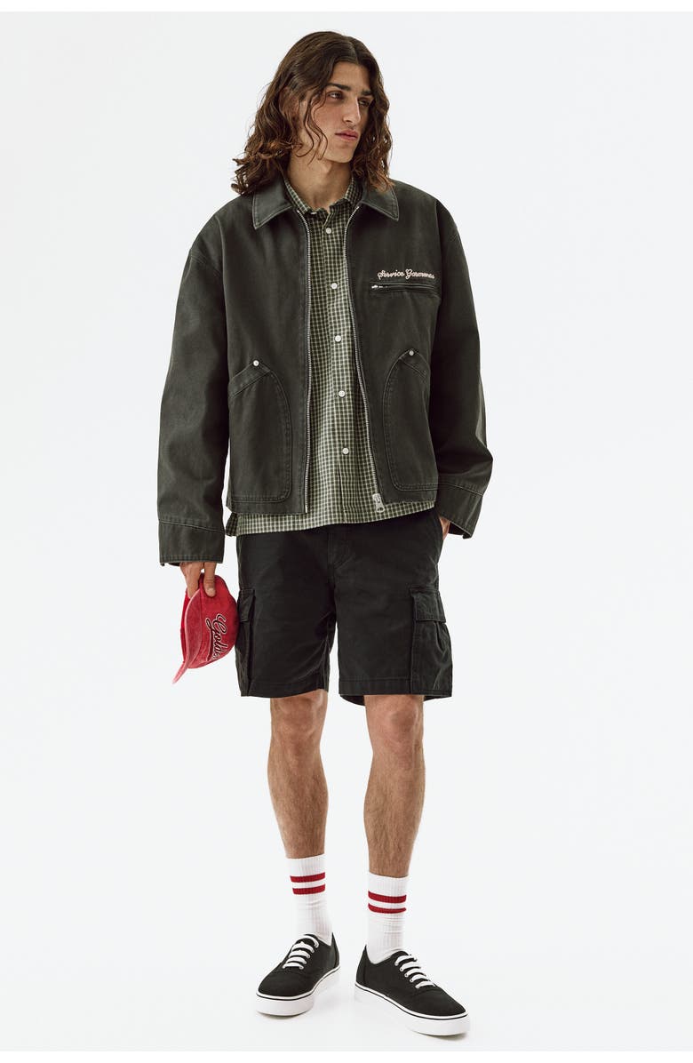 H&M Relaxed Fit Cargo Shorts, Alternate, color, Black