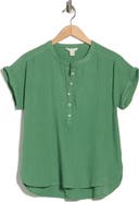 Caslon® Cotton Gauze Henley Top