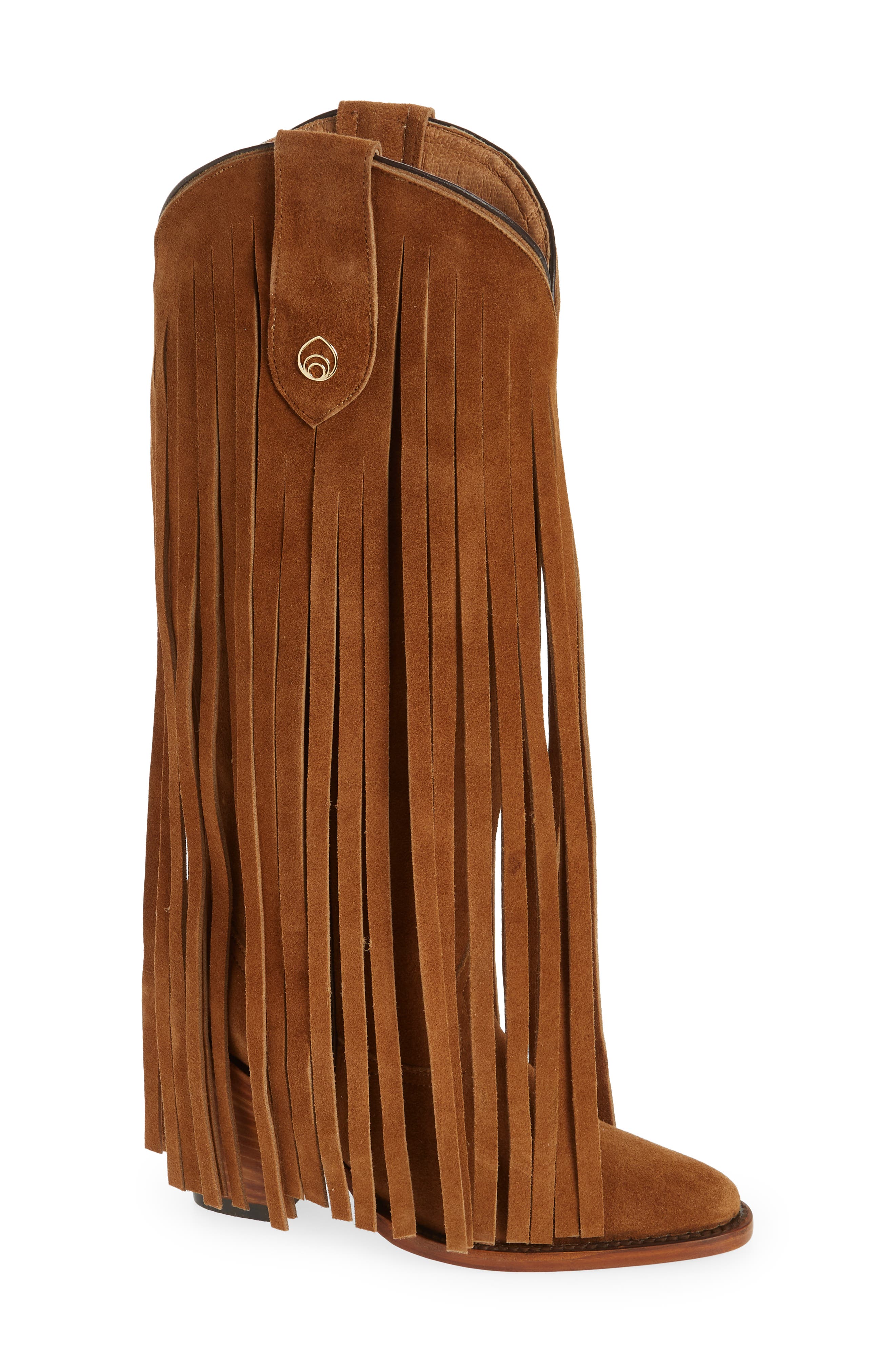 Atlas Fringe Western Boot, Main, color, BROWN