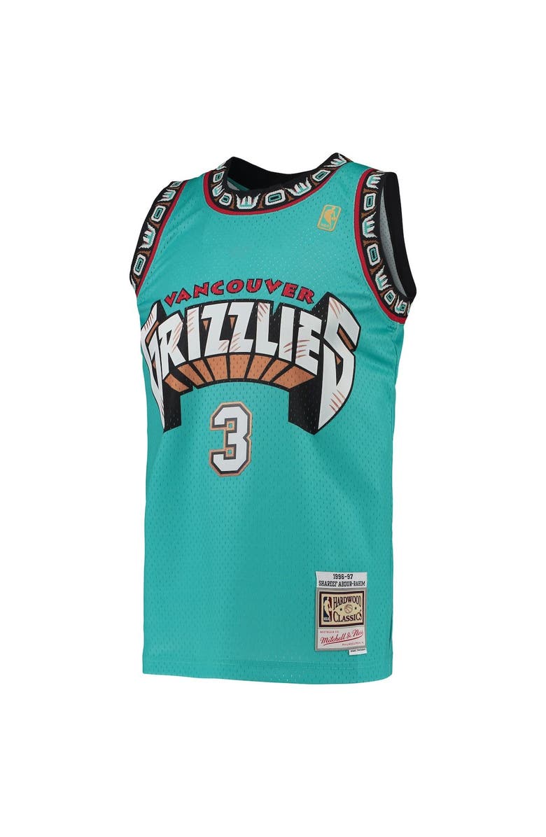 Mitchell & Ness Men's Mitchell & Ness Shareef Abdur-Rahim Turquoise Vancouver Grizzlies Hardwood Classics 1996/97 Swingman Jersey, Alternate, color, 