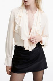 MANGO Russo Ruffle Button Shirt
