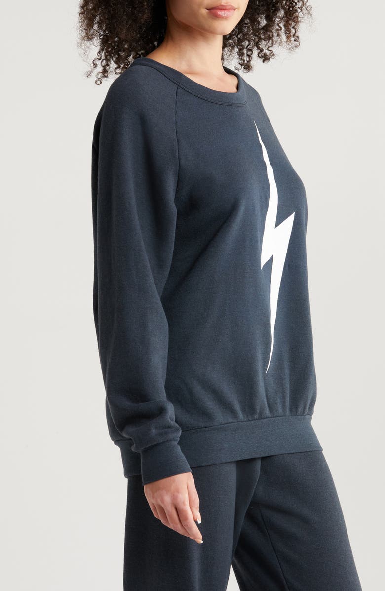 Aviator Nation Bolt Crewneck Sweatshirt, Alternate, color, Charcoal