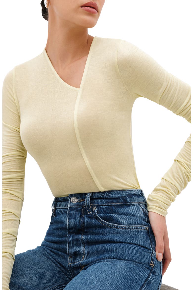 Bushwick Semisheer Jersey Top, Alternate, color, PALE YELLOW