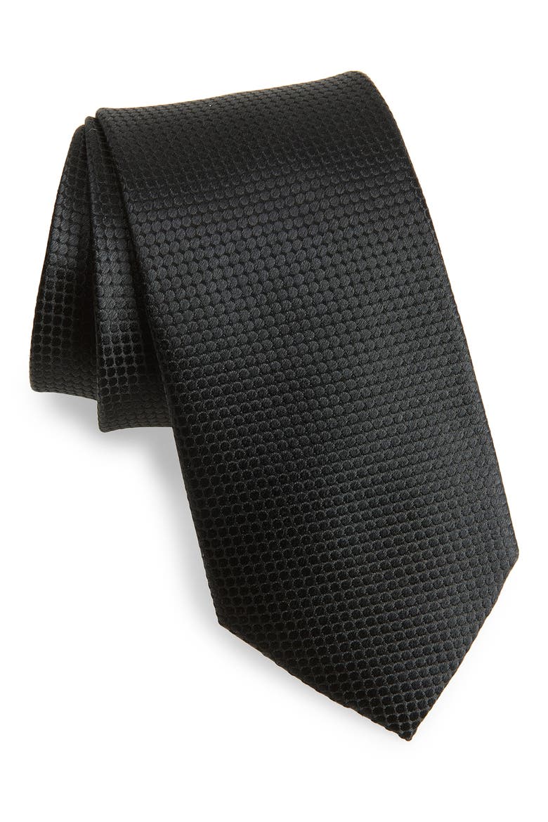 Textured Jacquard Silk Tie, Main, color, BLACK
