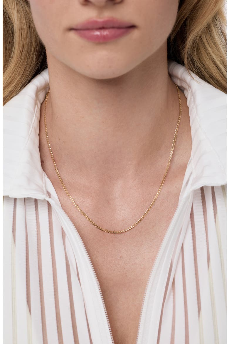 Solid Yellow Gold - Mini Curb Chain Necklace, Alternate, color, Gold