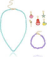 Disney Princess and The Little Mermaid Necklace, Bracelet, and Charms Set