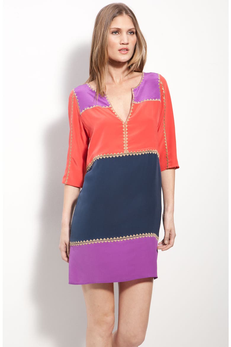 'Aidas' Colorblock Minidress, Main, color, LIGHT MEGENTA COMBO
