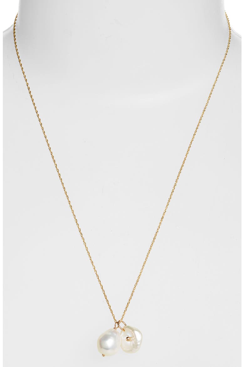 Baroque & Petal Pearl Pendant Necklace, Alternate, color, YELLOW GOLD/ PEARL