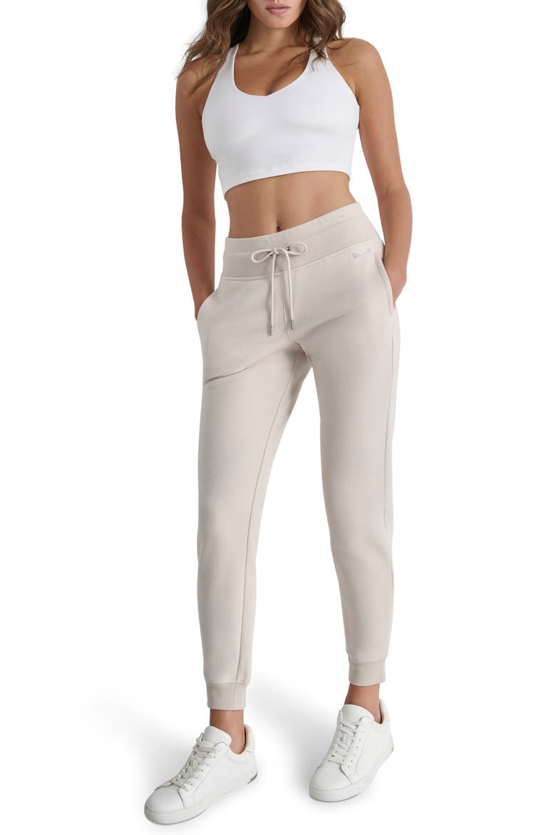 Rhinestone Logo Cuffed Fleece Joggers, Alternate, color, OAT