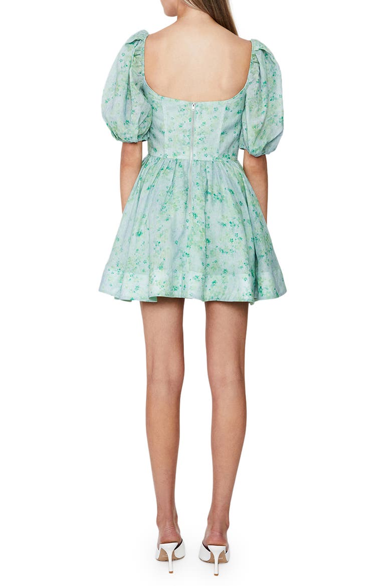 Kiah Puff Sleeve Corset Minidress, Alternate, color, GREEN FLORAL