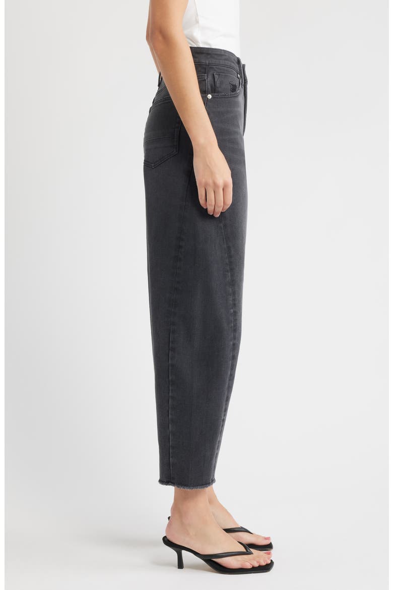 Frayed High Waist Ankle Barrel Jeans, Alternate, color, DARK VINTAGE WASH