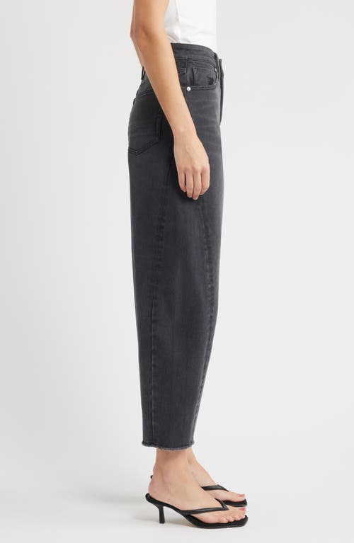 City Blues Frayed High Waist Ankle Barrel Jeans In Black