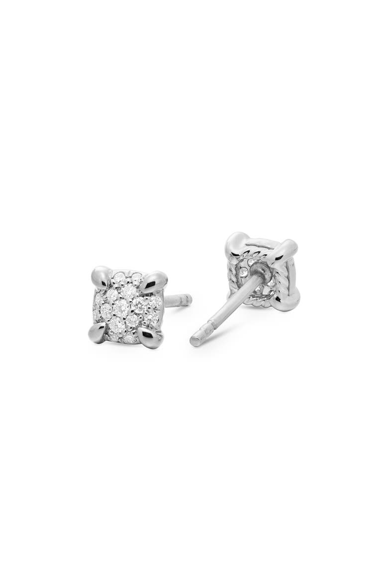 Châtelaine Stud Earrings with Diamonds, Alternate, color, WHITE GOLD/ DIAMOND