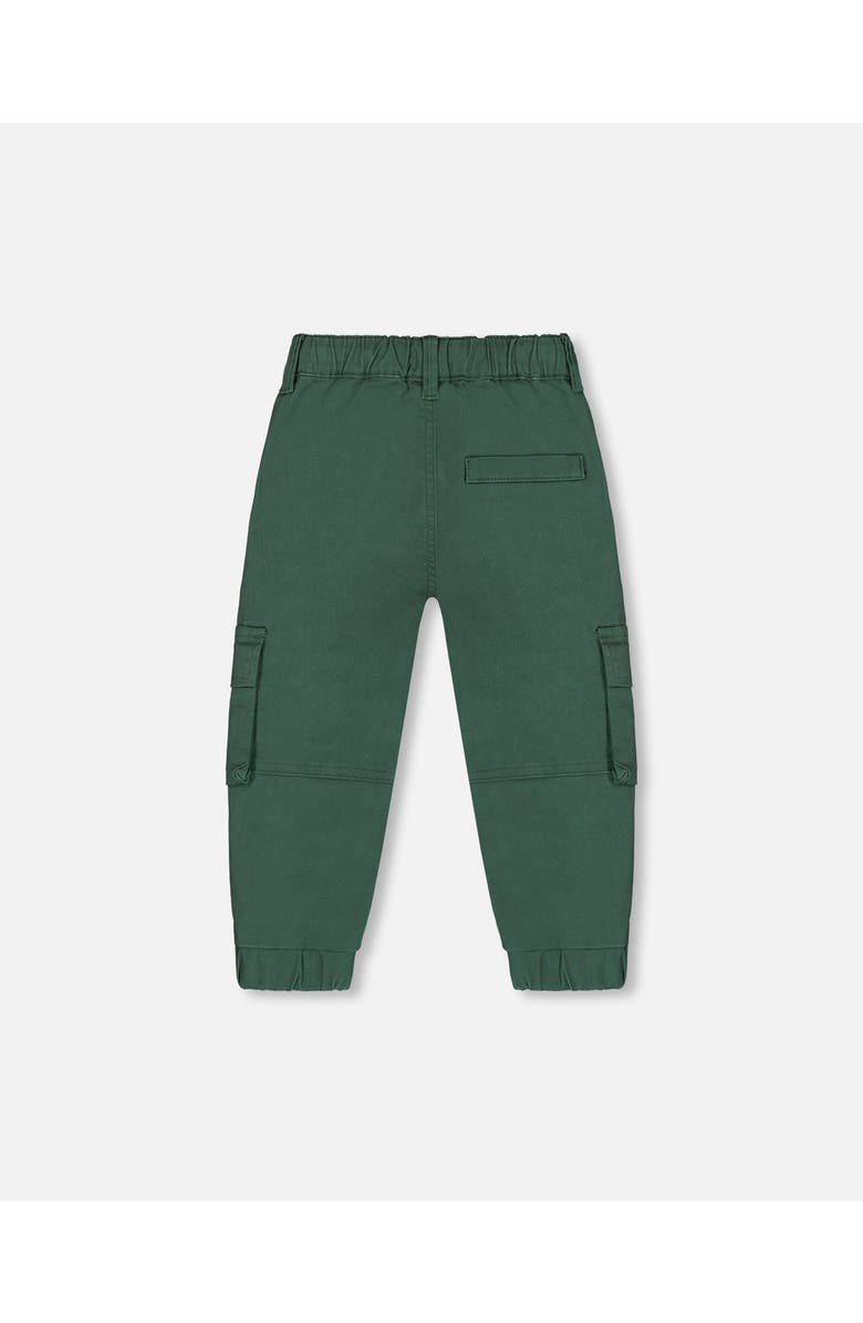 Deux par Deux Boy's Stretch Twill Cargo Jogger Pants Forest Green, Alternate, color, 
