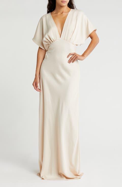 Paige Dolman Sleeve Satin Dress