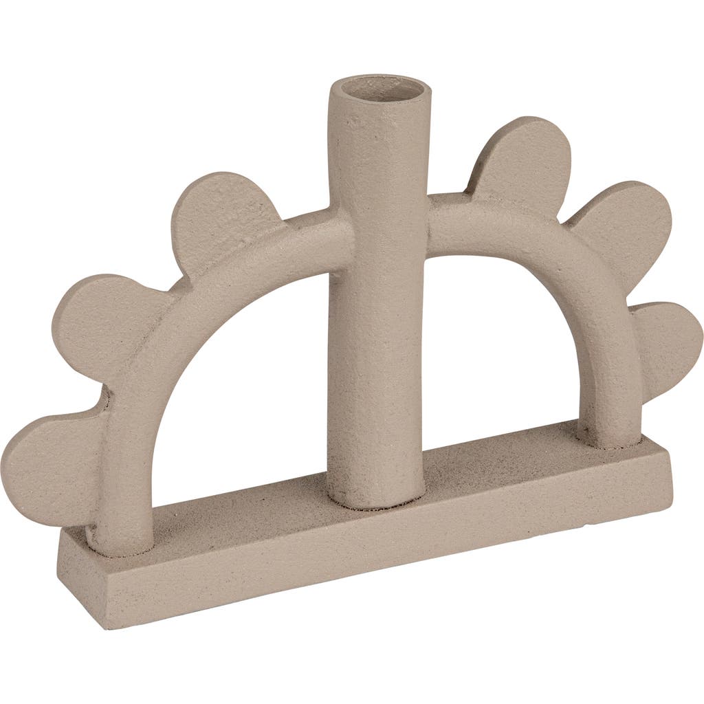 Storied Home Scalloped Taper Candleholder, White In Brown