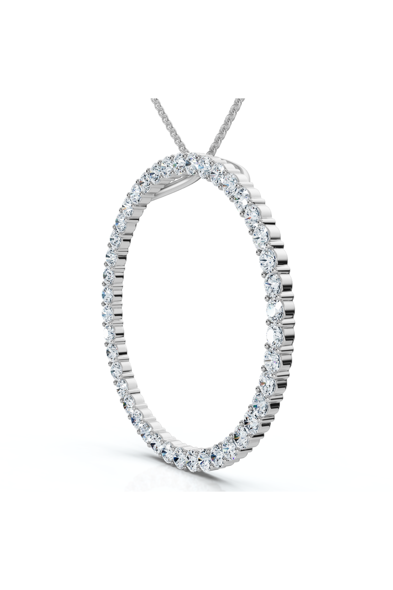 1Ct TW Circle Diamond Pendant 18" Necklace Lab Grown 1" Tall, Alternate, color, Silver