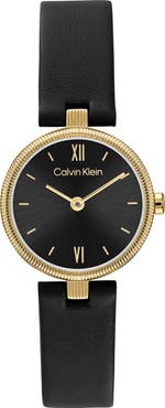Calvin Klein Gleam Leather Strap Watch, 24mm