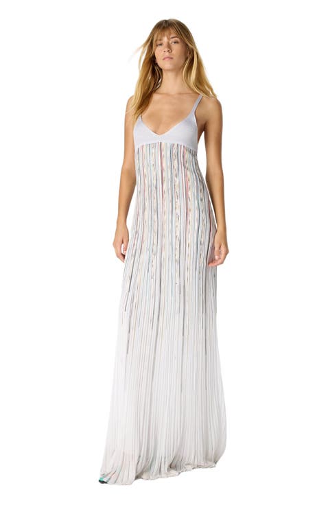 Sleeveless Flame-effect Viscose Lamé Gown