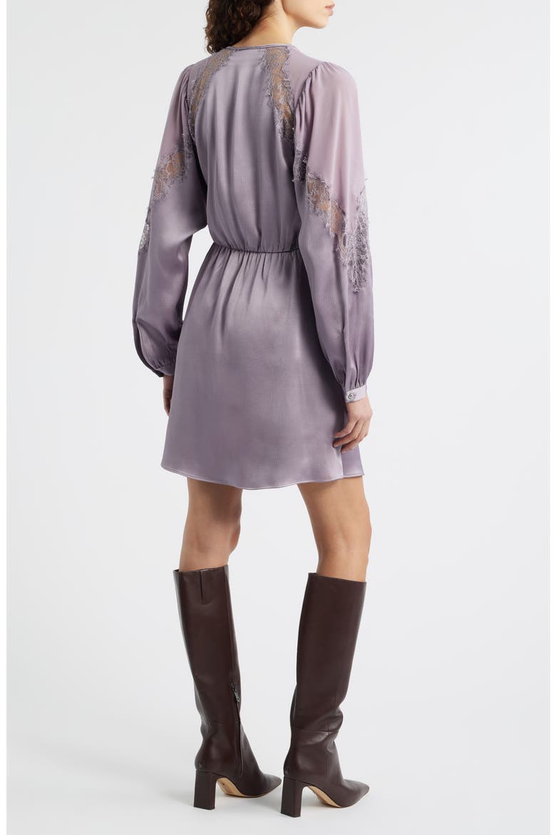 Dlassys Long Sleeve Satin & Lace Dress, Alternate, color, LT PAST/PR