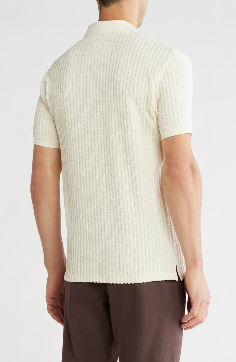 DENIM AND FLOWER Textured Sweater Polo, Alternate, color, Cream