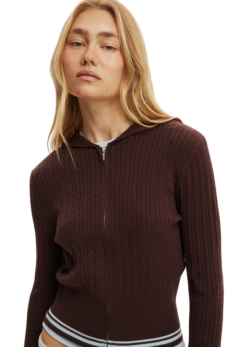 Women's Everfine Hooded Knit, Alternate, color, Dark Oak Blue Tipping