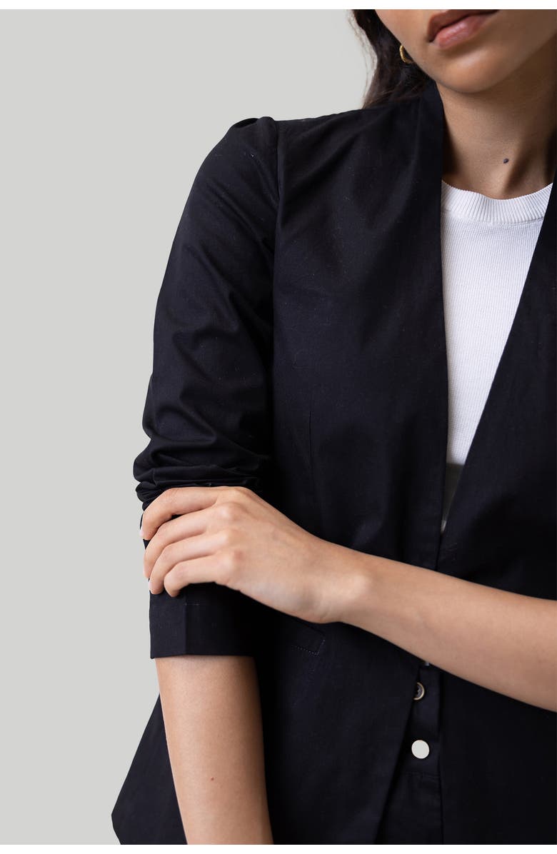 Reistor Organic Cotton Collarless Summer Blazer, Alternate, color, Black