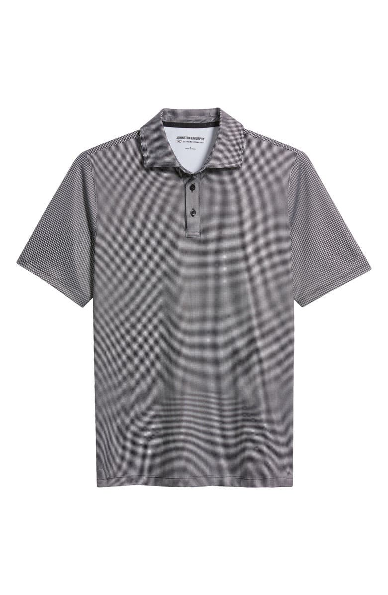 Johnston & Murphy XC+<sup>™</sup> Ace Micropattern Performance Golf Polo, Main, color, Black/ White Gingham